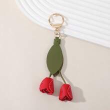 PU Leather Handmade Tulip Flower Bag Charm Keychain Pendant,Bag Accessories - Multicolor - View 3