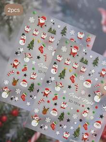1 Set Christmas Santa Claus, Snowman, Christmas Tree, Reindeer Decorative Stickers, Christmas Holiday Atmosphere, Independent Detachable Stickers, Easy-To-Peel Adhesive Backing, Firm Adhesion, Suitable For Phone Cases, Water Bottles, Digital Accessories, Storage Containers, Desktop Items, Adult Item Exterior Decorative Stickers - Decorative Stickers - View 6