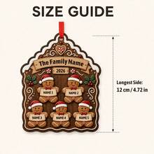 Custom Gingerbread Family Christmas Ornament, Personalized 2-5 Names Holiday Tree Decor, Festive Gingerbread House Style, Customized Family Keepsake, Customizable Name Hanging Ornament, Christmas Home Decor, Holiday Gift 2026, Christmas Decorations - Style D - View 2