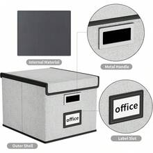 Caja organizadora de archivos con tapas, organizador de carpetas de archivos plegable - Caramelo - Ver 3