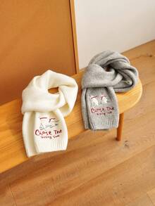 Women's Soft Knitted Scarf, Embroidered Pattern Warm Winter Neck Warmer, Comfortable Style, Suitable For Snow Sports And Daily Wear - Scarf - View 5