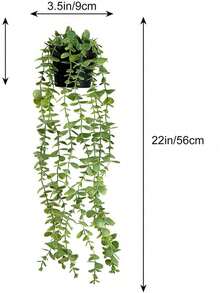 1/2pcs (2pcs With Pot/1set) Artificial Hanging Plants, Wall-Mounted Planter Decor, Suitable For Indoor, Outdoor, Living Room Shelf Decoration, Home Decor, Room Decor, Garden Decor, Wall Decor - Eucalyptus - View 3