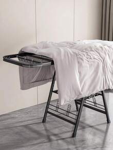 1.4M Folding Clothes Drying Rack, Freestanding Household Laundry Airer, Double‑Tier Metal Drying Hanging Rods, Fold‑Flat Space‑Saving Garment Stand, Sturdy Grey Indoor Balcony Clothes Dryer Rack, Suitable For Apartment, Dormitory And Household Use - Grey - View 9