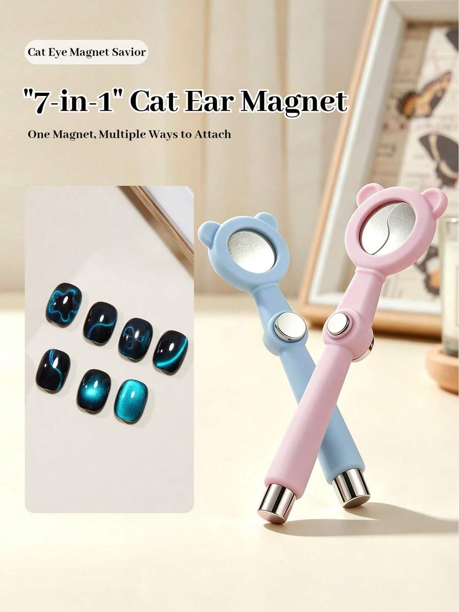 BAOSHIMAN Boshiman Magnetic Nail Art Tool For Beginners, 7-In-1 Cat Ear Magnet With Multiple Suction Methods, Cat Eye Nail Art Magic Tool - Multicolor - View 1