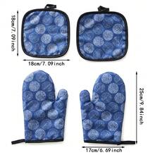Heat-Resistant Gloves And Pads Set, Fashionable Printed Pattern, Suitable For Baking, Cooking, Grilling - View 30