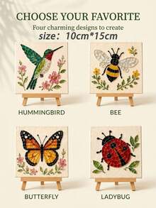 1pc DIY Sea Glass Mosaic Art Kit, Includes Hummingbird, Bee And Other Artistic Patterns, Contains Colored Glass Pieces, Display Stand And Other Tools, Can Make Handmade Holiday Wall Decor, Ideal Gift Choice - Multiple Styles - View 2