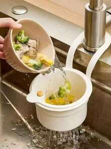 1/2pcs Hanging Sink Food Strainer Basket Set With Crevice Cleaning Brush, Press‑To‑Empty Kitchen Drain Residue Filter Catcher For Leftovers Fruit Vegetable - Multi-color - View 5