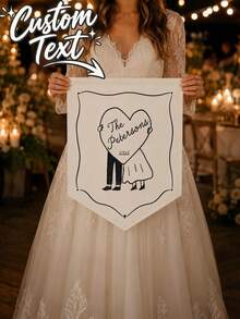 Personalized Wedding Banner With Custom Name & Date, Custom Couple Hanging Sign, Wedding Reception Decor, Anniversary Gift, Holiday Gift - Multicolor - View 2
