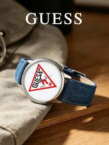 GUESS  Unisex Quartz Watch 42mm Silver Stainless Steel Case White Dial Classic Red Triangle Logo V1001M1 - one-size - View 3