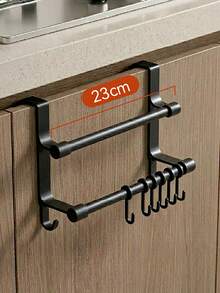 Black Double Bar Towel Rack Over-The-Door Towel Bar No-Drill Wall-Mounted Towel Storage Rack Great For Hanging Towels, Spoons And Utensils Suitable For Kitchen Bathroom Practical Hook-Style Storage Rack Designed Keeping Kitchen Tidy - Multicolor - View 14