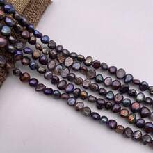 6-7mm Black-Brown Potato-Shaped Small Baroque Freshwater Pearl DIY Accessory 1 Strand Length 35cm/13.78inch, Hole Diameter 0.8mm - Black-brown - View 1