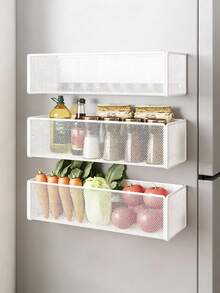 Magnetic Refrigerator Storage Rack, No-Drill Door-Mounted Holder For Masks, Keys, Umbrellas, Lightweight And Convenient Entryway Organizer, Also Suitable For Cabinet Storage, Fits Kitchen Door And Entryway Scenes, Designed For Space-Conscious Homes, Perfect Housewarming And Holiday Gift For Yourself Or Loved Ones, Adds Practicality And Order To Small Spaces - Multicolor - View 2