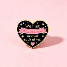 Sweet Friendship Love Enamel Pin, "We Met Because We Needed Each Other" Lapel Badge For Backpack Jacket Decor, Warm Sentiment Theme Gifts Men Women - Multicolor - View 3