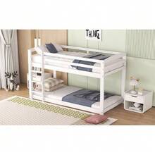 Bunk Bed For Children And Teenagers, Kids' Bed, Solid Pine Frame, Easy To Assemble, 90x200cm, White - White + Pine - View 1