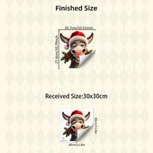 BRUP 1pc Cute Santa Hat Rabbit Static Cling Window Sticker, Glass Sticker, Double‑Sided Visible Reusable Decal, Christmas Animal Pattern, Xmas Decor For Home, Cafe, Shop Glass Window, Holiday Party Ornament - Multicolor - View 14