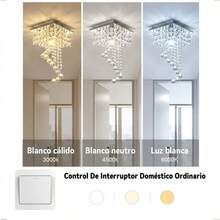 Lámparas De Techo De Cristal Modernas Con Tres Tonos De Luz, Diseño Colgante Metálico Con Bombilla Incluida, Elegantes Para Sala, Dormitorio, Estudio, Pasillo Y Otros Espacios. - Blanco - Ver 6
