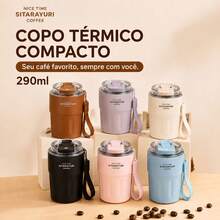 SITARAYURI Copo Térmico 290ml Aço Inoxidável Livre de BPA com Alça Portátil, Mantém Quente e Frio, Compacto para Escola, Trabalho, Viagem, Ótima Opção de Presente - Portanto - Visão 2