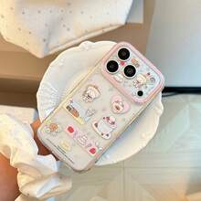 Kavenfort Transparent Sweet Berry Cat Cake Cute Cat Illustration Phone Case, Compatible With Apple 18 Pro, 16 Transparent Sweet Color 17 Multicolor Side 15 Soft Shell, Cute, Creative, Geometric, Cartoon Style, Fresh, Niche, Ins Style - Clear - View 9