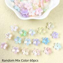 60pcs Multicolor Pearl Luster Cherry Blossom Acrylic Center Hole Loose Beads For DIY Bracelets, Phone Charms, Keychains Handmade Craft Supplies - Multicolor - View 11