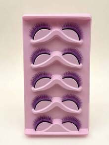 Blue Purple Colored False Eyelashes, Fluffy Wispy 5 Pairs Colorful Mink Lashes, Dramatic Volume Eye Lashes For Cosplay Party Makeup - Deep Purple - View 2