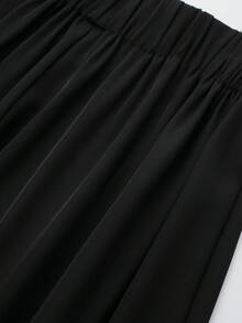 Women's High Waist Split Hem Drape Wide Leg Pants - Black - View 3