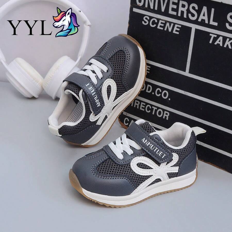 Children's Sports Shoes Gray Tone Minimalist Hook & Loop Easy On/Off Lightweight Durable Soft Sole Anti-Slip - Grey - View 1