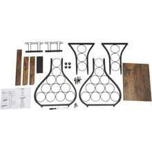 Freistehendes Weinregal für 14 Flaschen, 90 cm Dekorativer Flaschenhalter‑Ständer, Boden‑Weinregal für Küche, Bar, Esszimmer - Schwarz - Übersicht 9