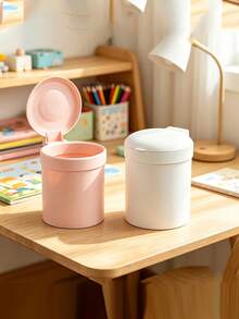 Mini Plastic Desktop Trash Can With Lid, Suitable For Home Office, Kitchen, Vanity, Daily Essentials, Household Student Dormitory Trash Can, Can Be Used As Desktop Wastebasket For Office, Bedroom And Living Room - Multicolor - View 6
