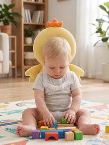 New Oversized Baby Head Protection Pillow & Cap, Anti-Collision Cartoon Cute Bear & Rabbit Design, Soft Plush Baby Walking Head Protection Pillow, Adjustable Shoulder Strap Back Support Pad, Infant Toddler Walking Head Protection Pillow, Baby Walking Supplies, Baby Travel Gear, Head Protection Cap & Pad - Yellow Chick - View 10