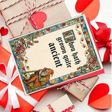 1/3 Sets Vintage Humorous Birthday Greeting Card, "Thou Hath Grown Quite Ancient," Featuring A Stained Glass Border And Old Dwarf Skeleton Elements, Suitable For Elders/Old Friends, With Sturdy Paper And Vibrant Printing - A - View 10