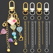 160pcs DIY Beaded Keychain Set, Includes 10 Keychains + 100 Open Jump Rings + 40 Lobster Clasps + 10 Chains, Beaded Keychains, Phone Charms, Bag Chains, Clothing Accessories, Party Gift Set, Jewelry Making Keychains - Keychain & Extension Chain & 9-pin & Jump Ring - View 11