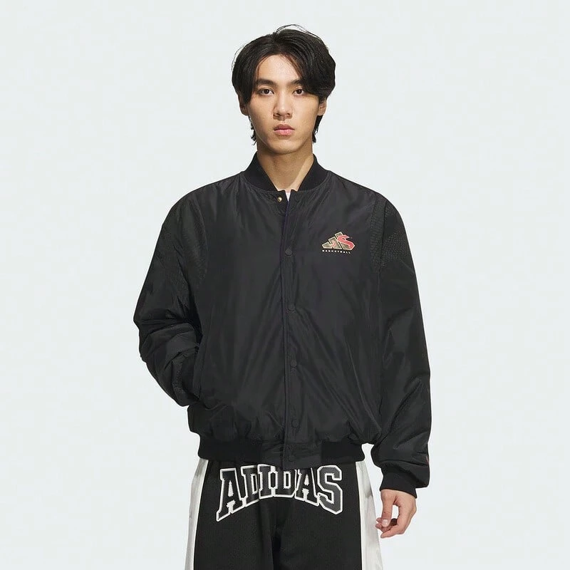 Adidas Men's Reversible Warm Basketball Sports Loose Padded Coat - Black - View 1