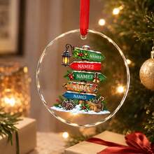 Custom Christmas Signpost Ornament, Personalized 2-5 Names Christmas Tree Hanging Decor, Festive North Pole Holiday Style, Customized Family Keepsake, Customizable Name Ornament, Christmas Home Decor, Christmas Gift 2026, Christmas Decorations - Multicolor - View 6