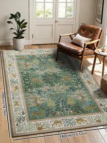 1pc Vintage Distressed Persian Style Rug, Bohemian Traditional Polyester Fiber Rectangular Easy Care Washable Area Carpet, Suitable For Living Room, Hallway, Bedside, Sitting Room, Bedroom Home Decor - Multicolor - View 16