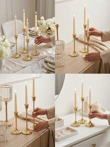 Candle Holder Set/Elegant Candle Holder, Metal Candle Holder, Cone-Shaped Candle Holder, Fireplace Decor Candle Holder, Wedding Decor Pillar Candle Holder, Elegant Metal Candle Holder, Vintage Candle Holder, Wedding Use, Holiday Decor, Banquet - Luxury Model - View 11