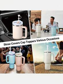 6pcs/2pcs Reusable Silicone Straw Caps, Leak-Proof Splash-Proof Dust-Proof, Suitable For Cups, Back To School Essential - Multicolor - View 9