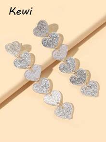 Aretes colgantes con corazón y detalles de brillo, San Valentín, Mamá, Madre, Día de la Madre, Regalo - Multicolor - Ver 1