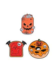 Halloween Spooky Food Enamel Pin Set Pumpkin Can Ghost Toast Donut Cartoon Lapel Badge For Backpack Jacket Decor - Multicolor - View 10