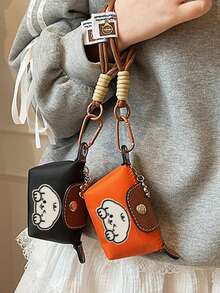 Puppy Fabric Sticker Mini Coin Purse, Portable Travel Coin Pouch, Can Hold Cards, Cash And Coins, Snap Closure Coin Purse Accessory, Suitable For Students - Multicolor - View 5