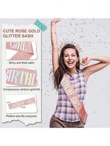 1pc Women's Birthday Party Headbands And Shoulder Straps Enhance Party Atmosphere And Commemorative Significance - Multicolor - View 8
