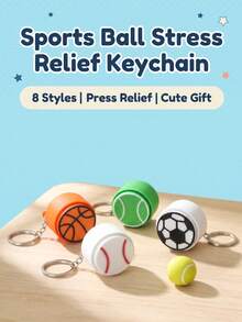 Teenager Sports Ball Fingertip Button Keychain, Crisp Clicking Sound Tactile Press Stress Relief Pendant, Tennis Basketball Football Rugby Mini Sports Charm, Portable Bag Accessory, Unique Teenager Birthday Graduation Holiday Party Gift - Multicolor - View 6
