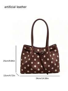Vintage Artistic Style Elegant Classic Polka Dot Tote Bag, Buckle And Large Capacity Design, Suitable For Friends Gathering, Dating, Commuting - Multicolor - View 6