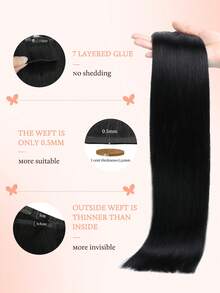 DOORES 14-24 Inch Seamless Clip-In Hair Extensions, 130g-160g 7pcs Real Human Hair Invisible PU Skin Weft, Jet Black, Natural Remy Straight Hair, Easy To Wear & Style - S1 - View 3
