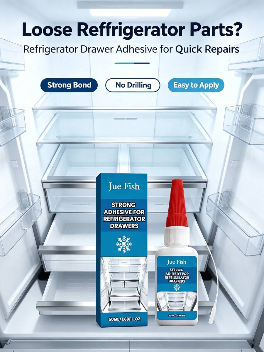 JUE FISH Refrigerator Drawer Adhesive, Convenient Nail-Free Strong Bonding For Various Refrigerator Interior Accessories And Components