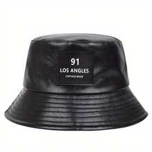 1件裝男士PU皮革水桶帽 LOSANGELES字母時尚休閒帽，適合春/秋季旅行、海灘、派對 - 彩色 - 查看 11