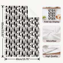 2pcs Minimalist Wine Bottle & Opener Creative Text Pattern Kitchen Towels, 40*60cm Soft Microfiber Material Tea Towels, Suitable For Home Kitchen Restaurant Outdoor Camping Tabletop Cleaning Dish Cloth Hand Towel Accessories, Home Kitchen Towels Holiday Gift - Multicolor - View 4