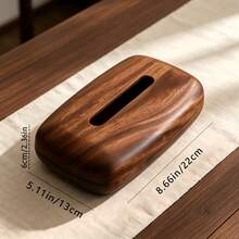 1pc Walnut Wood Tissue Box, Magnetic Closure Decorative Tissue Box, Minimalist Rectangular Napkin Dispenser For Living Room Bedroom Office Home Desktop Organizer Decor - Multicolor - View 12