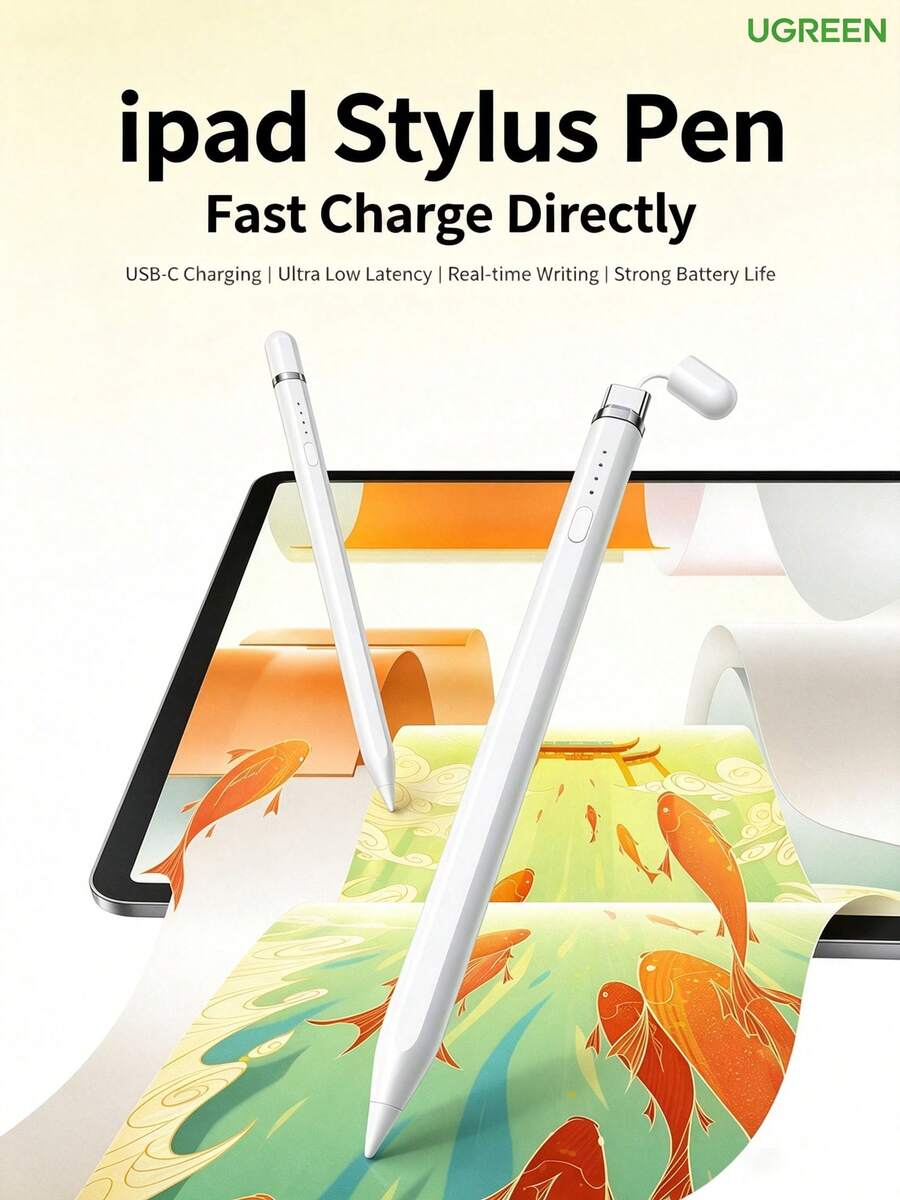 UGREEN LP935 Active Stylus, 6D Tilt And Pressure Sensitivity, Smart LED Battery Indicator, For IPad Drawing And Note-Taking - View 1