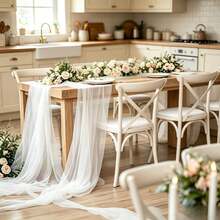 12pcs Wedding Chair Back Decor Ribbons, 20*275cm Rectangular Tulle Chair Sashes, DIY Bow Chair Back Decor Ribbons, Reusable And Washable, Suitable For Wedding, Anniversary, Banquet Party Decoration - White - View 6