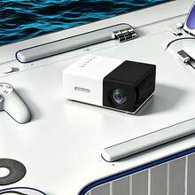 2026 Upgraded Portable Mini Projector, LCD Home Theater Projector, Built-In Speaker, Fast Focus, Compatible With Smartphone, Tablet, Laptop, TV Stick, USB Portable Projector, Suitable For Movies, Games, Presentations, Home Entertainment, Outdoor Parties - Black and White - View 3
